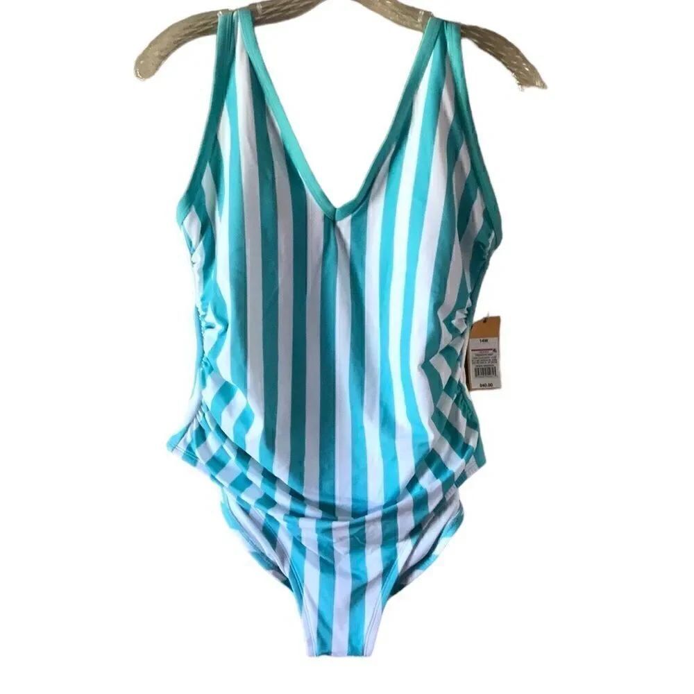 NEW Kona Sol Turquoise And White Swimsuit